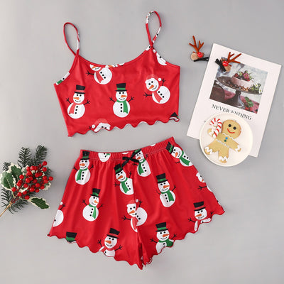 Women's Festive PJ Crop Top & Shorts Set