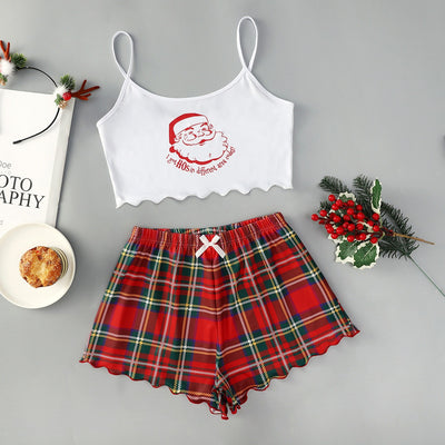 Women's Festive PJ Crop Top & Shorts Set