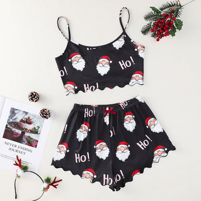 Women's Festive PJ Crop Top & Shorts Set