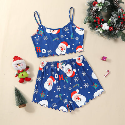 Women's Festive PJ Crop Top & Shorts Set