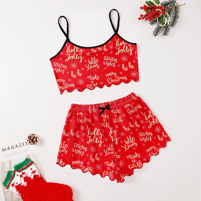 Women's Festive PJ Crop Top & Shorts Set